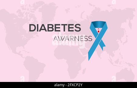 Illustrazione del banner vettoriale per la prevenzione del diabete. Sfondo vettoriale campagna di consapevolezza, banner, poster, modello di scheda. Illustrazione Vettoriale
