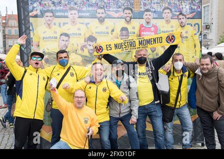 Villareal tifosi prima della finale della UEFA Europa League 2021 di Manchester United contro Villareal a Gdansk, Polonia. 26 Maggio 2021 © Wojciech Strozyk / Foto Stock