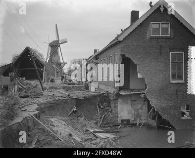 Foto delle case distrutte di Gravendeel Molmdijk, 23 febbraio 1953, HUIZEN, Paesi Bassi, foto agenzia stampa del xx secolo, notizie da ricordare, documentario, fotografia storica 1945-1990, storie visive, Storia umana del XX secolo, che cattura momenti nel tempo Foto Stock