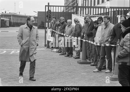 Sciopero a Van de Bergh e Jurgens a Rotterdam; scioperi dietro nastro, 18 gennaio 1988, scioperi, I Paesi Bassi, foto agenzia stampa del XX secolo, notizie da ricordare, documentario, fotografia storica 1945-1990, storie visive, Storia umana del XX secolo, che cattura momenti nel tempo Foto Stock