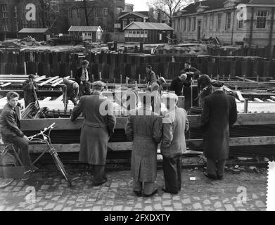 Fondazioni in calcestruzzo per il ponte Hortus, 10 novembre 1959, FUNDERINGS, colata, I Paesi Bassi, foto agenzia stampa del XX secolo, notizie da ricordare, documentario, fotografia storica 1945-1990, storie visive, Storia umana del XX secolo, che cattura momenti nel tempo Foto Stock