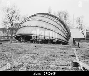 Sala espositiva per la formazione della cupola in cui saranno esposte Zuiderzee, Delta Works ecc., 13 novembre 1957, DELLTAWERKS, sale espositive, I Paesi Bassi, foto agenzia stampa del XX secolo, notizie da ricordare, documentario, fotografia storica 1945-1990, storie visive, Storia umana del XX secolo, che cattura momenti nel tempo Foto Stock