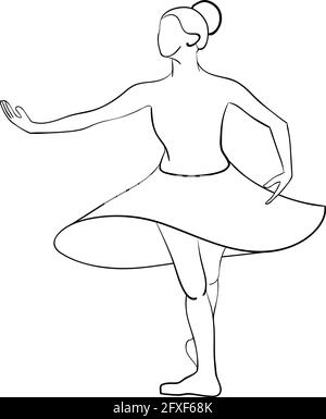 L'illstrazione artistica della linea del balletto. Bella donna ballano. Illustrazione Vettoriale