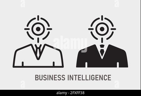 Icona Business Intelligence. Illustrazione vettoriale isolata in bianco. Illustrazione Vettoriale