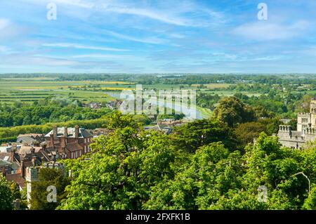 Arundel dal castello Torrione, Sussex, Inghilterra Foto Stock