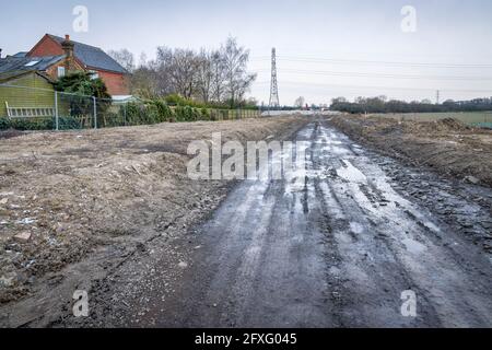 Lavori di costruzione della linea ferroviaria Est Ovest a Verney Junction, vicino a Winslow, Buckinghamshire, Regno Unito Foto Stock