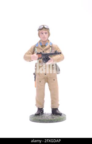 TiN Soldier macchina gunner aria Brigata aerea URSS isolato su bianco Foto Stock