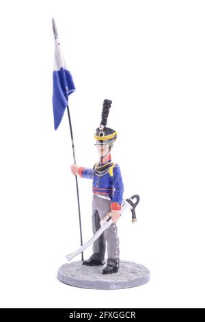 Tin Soldier Squadie Brandenburg Lancers esercito prussiano, 1812-1813 isolato su bianco Foto Stock