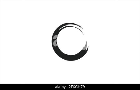 Black Zen Circle icona del logo dell'acquerello Illustrazione disegno vettoriale Modello Illustrazione Vettoriale