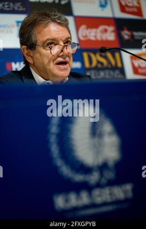 Il manager di Gent, Michel Louwagie, ha ritratto durante una conferenza stampa della squadra di calcio belga KAA Gent, giovedì 27 maggio 2021 a Gent, per presentare Emilio Fer Foto Stock