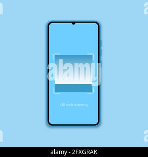 Codice QR per il pagamento. Scansione del codice QR sullo smartphone. Telefono cellulare scansione codice QR. Verifica Illustrazione Vettoriale