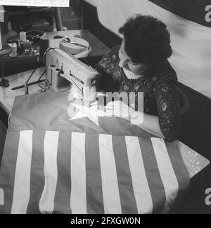 Bandiera per Papua Occidentale. Donna cucce la bandiera, 13 novembre 1961, bandiere, donne, I Paesi Bassi, foto agenzia stampa del XX secolo, notizie da ricordare, documentario, fotografia storica 1945-1990, storie visive, Storia umana del XX secolo, che cattura momenti nel tempo Foto Stock