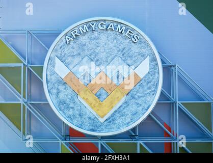 Patriot Park, regione di Mosca, Russia. 22 maggio 2021. L'emblema dei Giochi dell'Esercito Internazionale Foto Stock