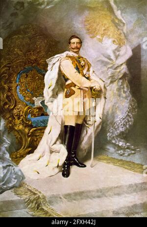 Guglielmo II (1859-1941) (Guglielmo II) in abiti ceremoniali, ultimo imperatore tedesco (Kaiser) e Re di Prussia (1888-1918), stampa ritratto di Ferdinand Keller, 1893 Foto Stock