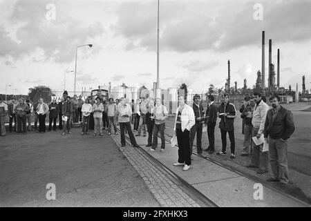 Lavoratori alla porta del Golfo questa mattina, 29 settembre 1981, puntura azioni, proteste, Lavoratori, Paesi Bassi, foto agenzia stampa del XX secolo, notizie da ricordare, documentario, fotografia storica 1945-1990, storie visive, Storia umana del XX secolo, che cattura momenti nel tempo Foto Stock