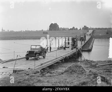 Wijchen. Costruzione di ponti militari sul braccio del Maas, 14 ottobre 1953, industria edile, ponti, Paesi Bassi, foto agenzia stampa del xx secolo, notizie da ricordare, documentario, fotografia storica 1945-1990, storie visive, Storia umana del XX secolo, che cattura momenti nel tempo Foto Stock