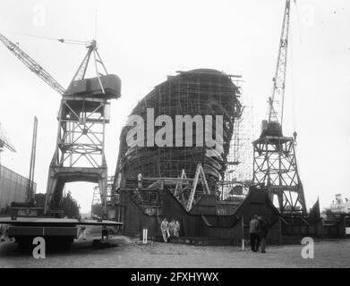 Willem Barendsz II in costruzione, Wilton Fijenoord, 18 ottobre 1954, in costruzione, I Paesi Bassi, foto agenzia stampa del XX secolo, notizie da ricordare, documentario, fotografia storica 1945-1990, storie visive, Storia umana del XX secolo, che cattura momenti nel tempo Foto Stock