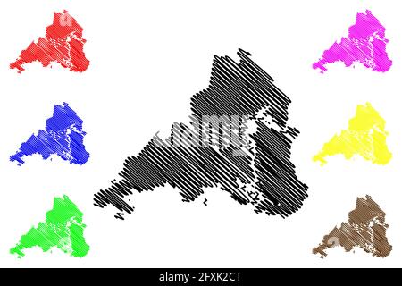 Loudon County, stato del Tennessee (Stati Uniti, Stati Uniti d'America, Stati Uniti, Stati Uniti, Stati Uniti) mappa vettoriale, schizzo scrimolo mappa Loudon Illustrazione Vettoriale