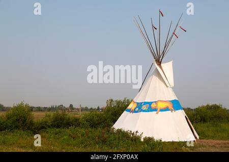 TIPI a Winnipeg, Canada. I tipi si trovano a Fort Whyte Alive. Foto Stock