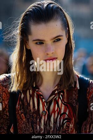 MILANO - Febbraio 22 2019: Donne in strada a Milano. Foto Stock