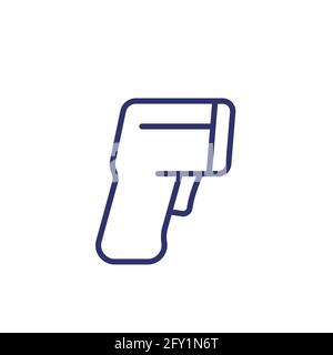 icona del vettore della linea della pistola per termometro Illustrazione Vettoriale