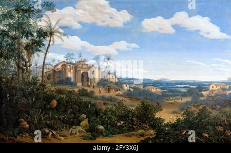 Franco Post. Dipinto dal titolo 'Vista di Olinda, Brasile' del pittore olandese dell'Età dell'Oro, Frans Janszoon Post (1612-1680), olio su tela, 1662 Foto Stock