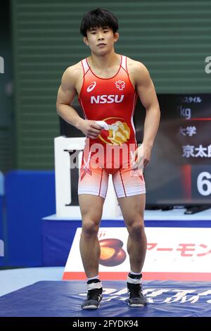 Palestra del Parco Olimpico di Komazawa, Tokyo, Giappone. 27 maggio 2021. Kyotaro Sokabe, 27 MAGGIO 2021 - Wrestling : Meiji Cup All Japan Selection Championship maschile greco-romano -67kg al Komazawa Olympic Park Gymnasium, Tokyo, Giappone. Credit: Naoki Nishimura/AFLO SPORT/Alamy Live News Foto Stock