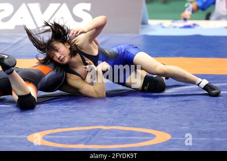 Palestra del Parco Olimpico di Komazawa, Tokyo, Giappone. 27 maggio 2021. Umi Ito, 27 MAGGIO 2021 - Wrestling : Meiji Cup All Japan Selection Championship Women's Free Style -50kg al Komazawa Olympic Park Gymnasium, Tokyo, Giappone. Credit: Naoki Nishimura/AFLO SPORT/Alamy Live News Foto Stock