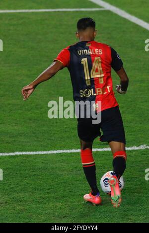 Lima, Perù. 27 maggio 2021. J. Vidales durante una partita tra Melgar (PER) vs Metropolitanos FC (VEN) giocato al Monumental U Stadium, a Lima, Perù. Partita valida per il Gruppo D, sesto round della tappa di gruppo di CONMEBOL Sulamericana 2021. Credit: Ricardo Moreira/FotoArena/Alamy Live News Foto Stock