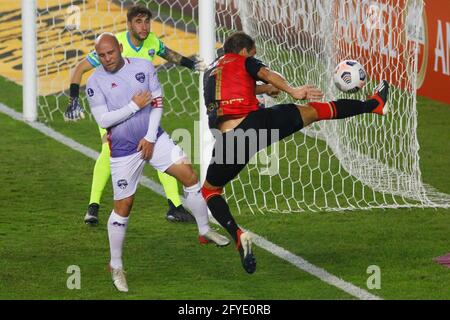 Lima, Perù. 27 maggio 2021. C. Bordacahar durante una partita tra Melgar (PER) x Metropolitanos FC (VEN) giocato al Monumental U Stadium, a Lima, Perù. Partita valida per il Gruppo D, sesto round della tappa di gruppo di CONMEBOL Sulamericana 2021. Credit: Ricardo Moreira/FotoArena/Alamy Live News Foto Stock