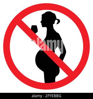 N. di alcol durante la gravidanza periodo segno del vettore illustrazione isolati su sfondo bianco Illustrazione Vettoriale