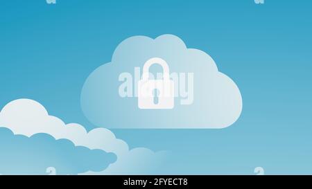 Tecnologia di lock e cloud computing come protezione dai dati hacking.internet tecnologia di sicurezza digitale Illustrazione Vettoriale