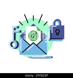 Verifica e-mail. Icona vettoriale in grassetto Illustrazione Vettoriale