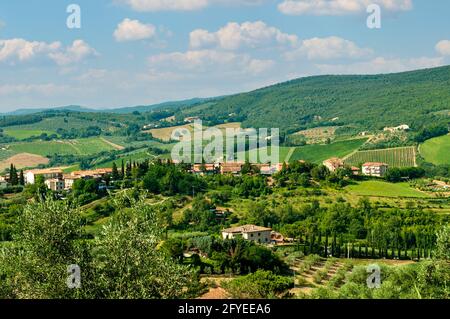 Campagna a San Gimignano, Toscana, Italia Foto Stock