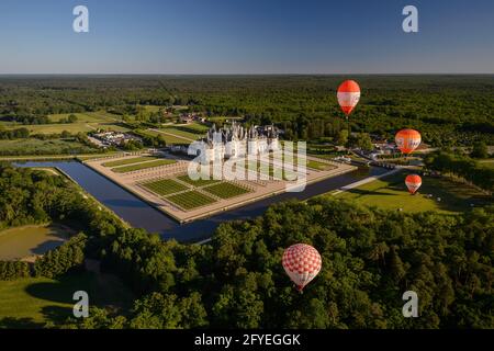 FRANCIA. LOIR-ET-CHER(41) CHAMBORD CASTELLO, EMBLEMA DEL RINASCIMENTO FRANCESE IN TUTTO IL MONDO, È UN SITO PATRIMONIO MONDIALE DELL'UNESCO.GIOIELLO DI ARCHITETTURA Foto Stock