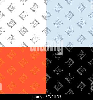 insieme di motivi senza giunture con la vecchia icona della mappa. Lettere medievali e mappe del tesoro dei pirati. Ornamento per decorazione e stampa su tessuto. Elemento di progettazione. Illustrazione Vettoriale