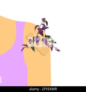 Stucco con fiori su una spalla umana. Illustrazione Vettoriale