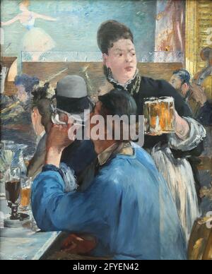 Angolo di un Cafe-Concerto dell'impressionista francese Edouard Manet alla National Gallery, Londra, Regno Unito Foto Stock