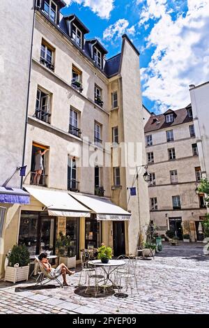 FRANCIA. PARIGI (75) QUARTIERE LE MARAIS, VILLAGGIO SAINT PAUL Foto Stock