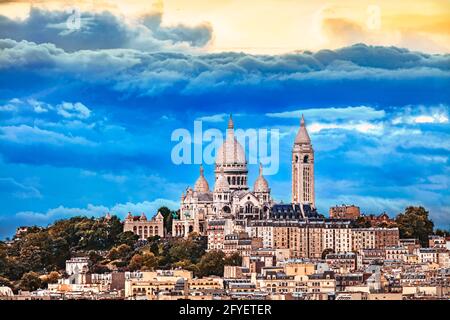 FRANCIA. PARIGI (75) QUARTIERE DI MONTMARTRE. BASILICA DEL SACRO CUORE Foto Stock