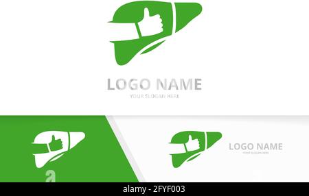 Combinazione di fegato vettoriale e logo simile. Miglior modello di progetto per logotipo di organo. Illustrazione Vettoriale