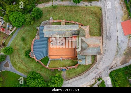 Vista aerea sul castello di Simontornya Foto Stock