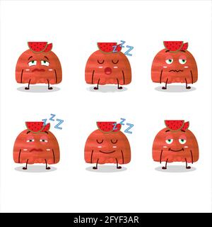 Personaggio cartoon di scoop gelato all'anguria con espressione sonnolenta. Illustrazione vettoriale Illustrazione Vettoriale