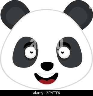 Vettore emoticon illustrazione del volto di un panda cartoon abbi un'espressione felice Illustrazione Vettoriale