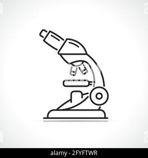 strumento per microscopio, design isolato con icone a linea sottile Illustrazione Vettoriale