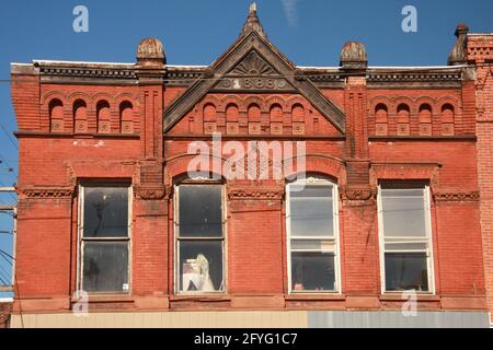 Facciata di un edificio del 19 ° secolo a Van Wert, OH, Stati Uniti Foto Stock