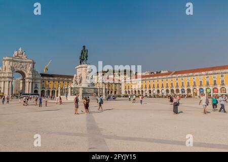 LISBONA, PORTOGALLO - 8 OTTOBRE 2017: Piazza del Commercio Praca do Comercio a Lisbona, Portogallo Foto Stock