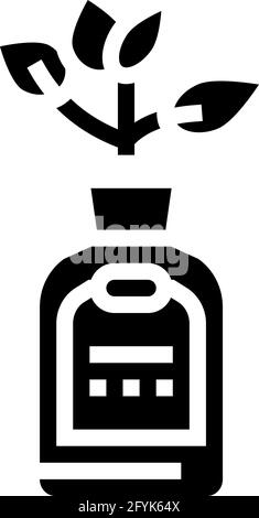 fitoterapia naturale delle piante medicamenti bottiglia glifo icona illustrazione vettoriale Illustrazione Vettoriale