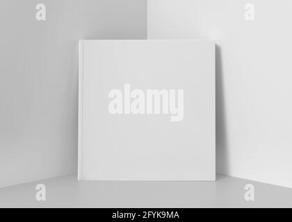 Scatola bianca quadrata Mockup, contenitore di cartone vuoto per shoe box, rendering 3d isolato su sfondo chiaro Foto Stock