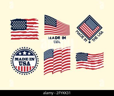 Set di emblemi Made in USA Illustrazione Vettoriale
